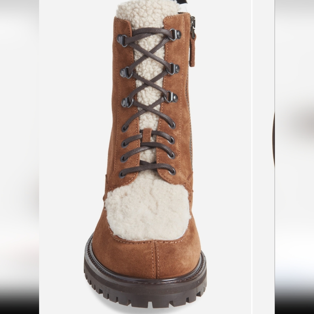 Aquatalia’s suede `Isaac’ boots Shearling Lug Sole Italian Luxury Designer #75 - Picture 4 of 12
